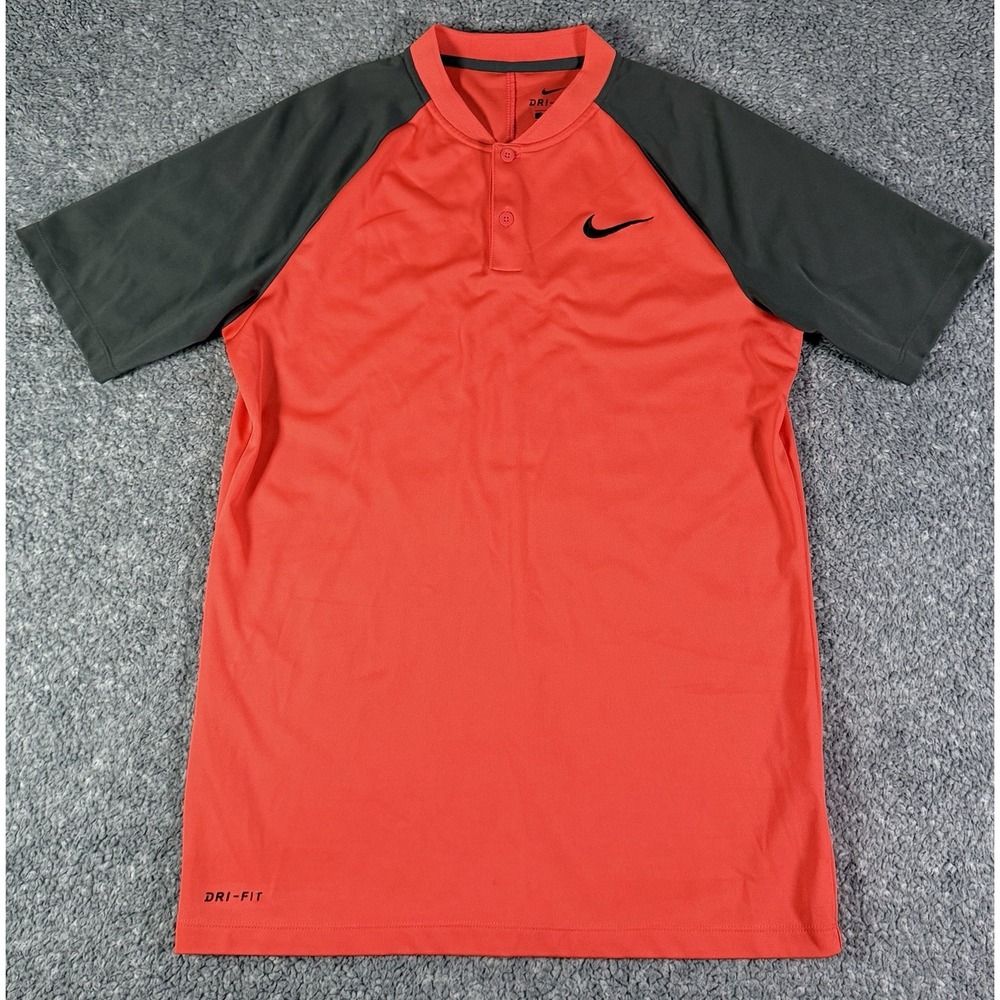 Nike Golf Polo Shirt Mens Small Orange Blade Collar Momentum Dri-Fit Stretch